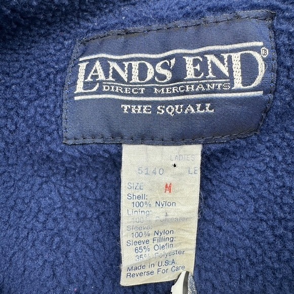Vintage Lands' End Bomber Jacket Mens Medium Teal/Blue Full Zip Made in USA - Picture 3 of 5